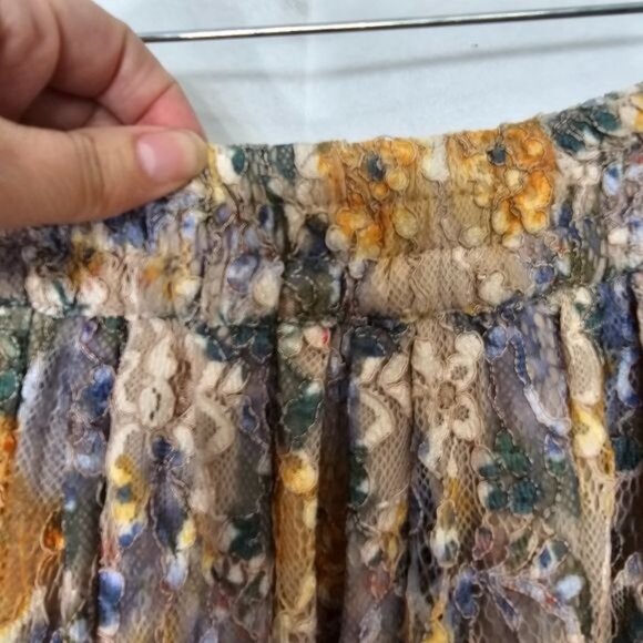 Zara Woman Pastel Lace Floral Pleated Midi Skirt Medium - Picture 4 of 6